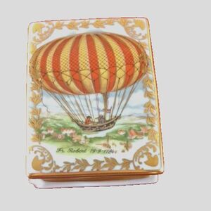 Rehausse Main Limoges Trinket Box Porcelain Book Balloon Fr Robert France RARE